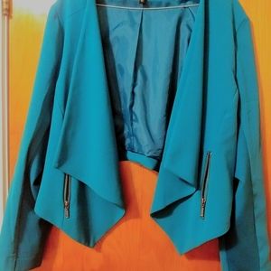 Torrid open front teal blazer
